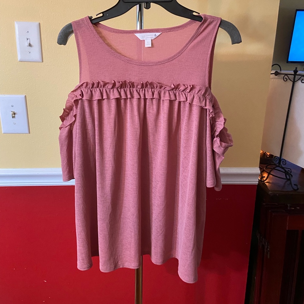 Lauren Conrad Mauve Cold Shoulder Top